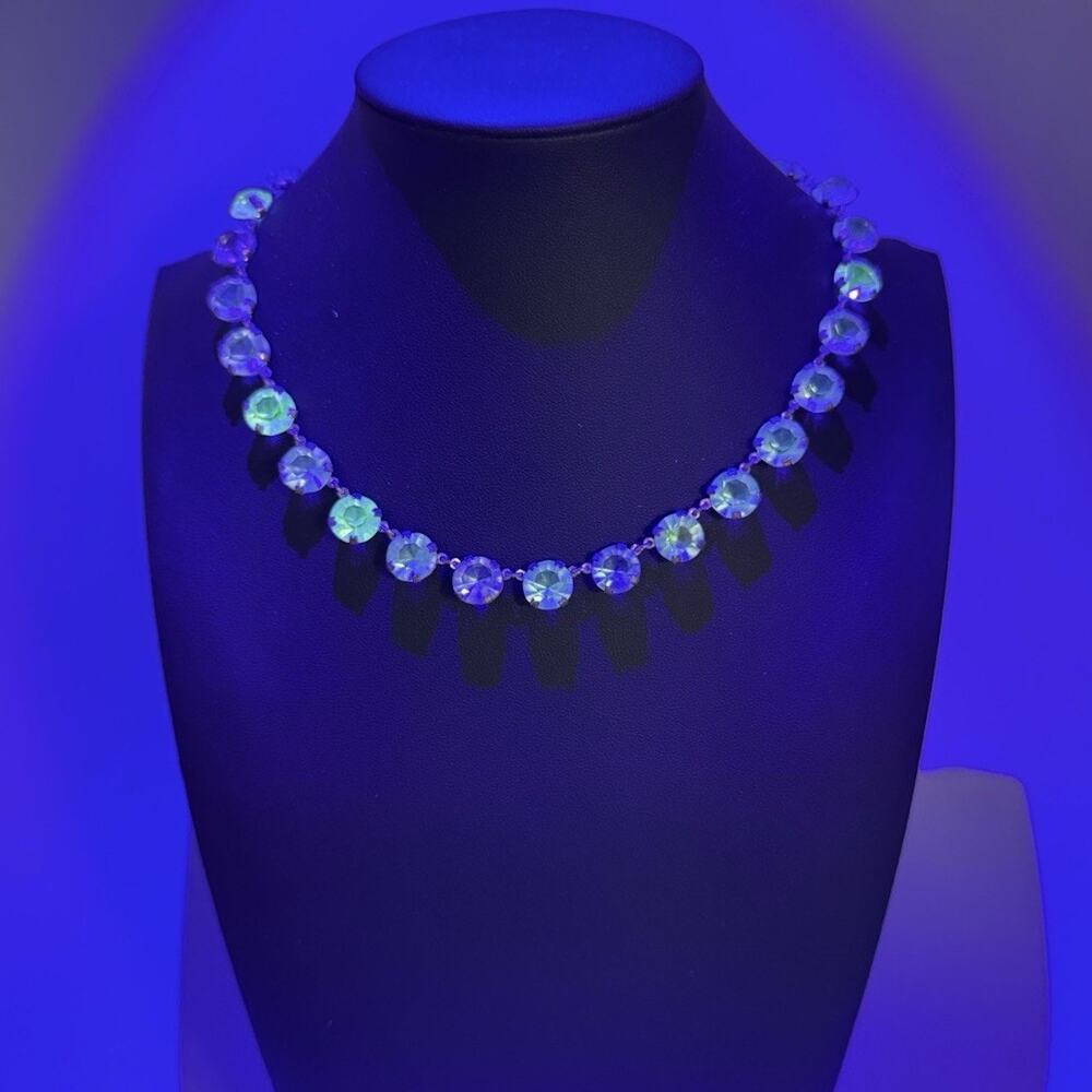 Antique Art Deco Mixed UV Reactive Glass Rivière Necklace Uranium Manganese UV - Picture 5 of 16